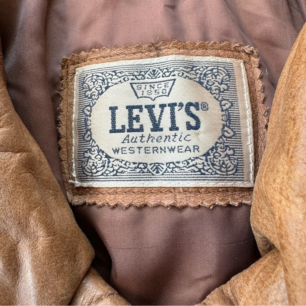 Levi's Vintage 90's Western Wear Men's Leather Bomber Jacket Size Medium